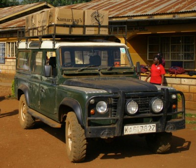 Land Rover with boxes